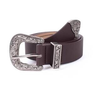 NEW SELINI NEW YORK women's vegan leather western horseshoe belt in brown